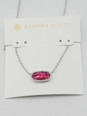 Kendra Scott Oval Fuchsia Glass Shell Necklace